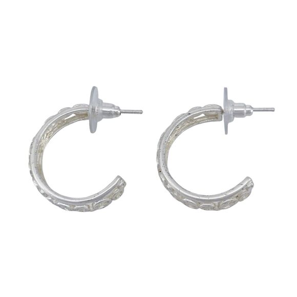 Vintage Sterling Silver 925 2.3cm Textured Hoop Earrings - Picture 2 of 5